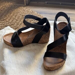 Blowfish Black Cork Wedge Sandals